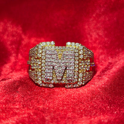 "M" Initial Ring 1.45 ctw Diamond 10K Yellow Gold