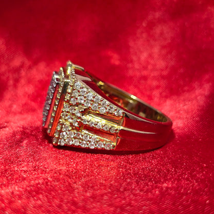 "M" Initial Ring 1.45 ctw Diamond 10K Yellow Gold