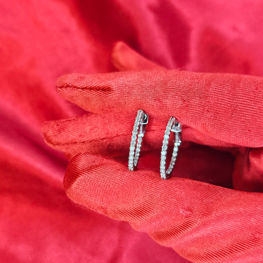 Diamond Hoop Earrings 0.50 ctw 10K White Gold