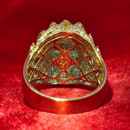 10k Yellow Gold Diamond Jesus Signet Ring 1.05 ctw