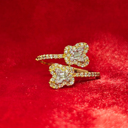 10k Yellow Gold Diamond  Clover Ring 0.35 ctw