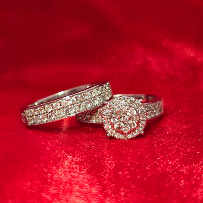 Diamond Wedding Set Ring 0.97 ctw 14K White Gold