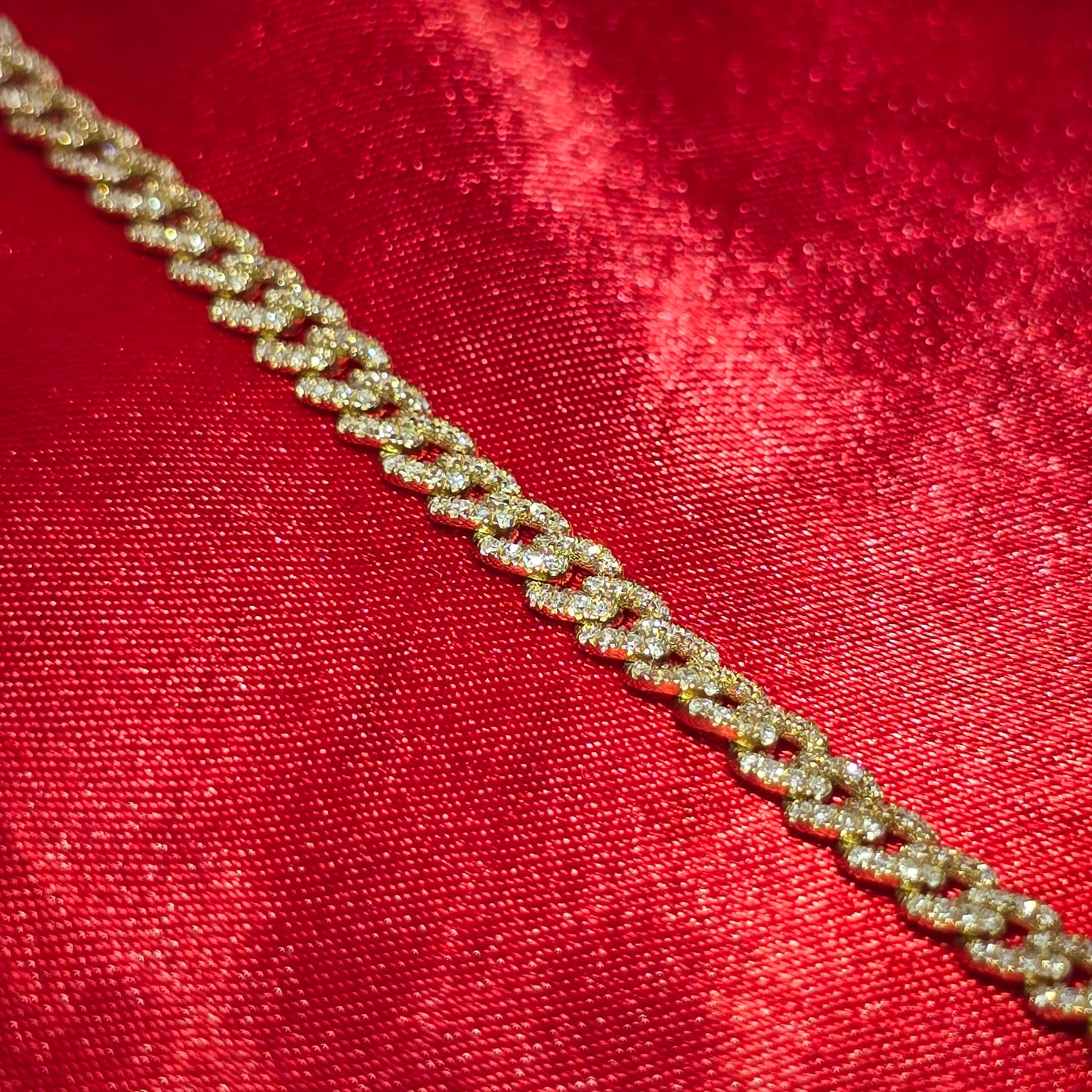 5MM Luxury Cuban Bracelet 0.95 ctw Diamond 10K Yellow Gold 7"