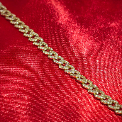 5MM Luxury Cuban Bracelet 0.95 ctw Diamond 10K Yellow Gold 7"