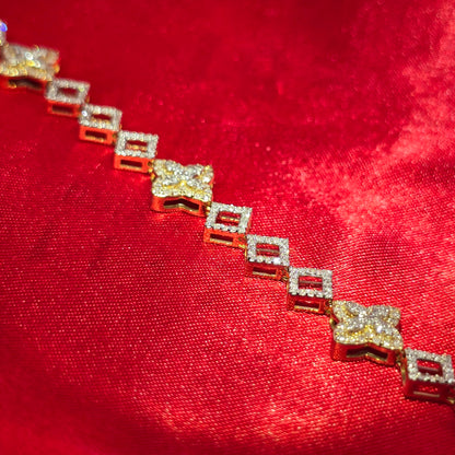 10K Gold Women's Clover Diamond Link Bracelet 1.45ctw