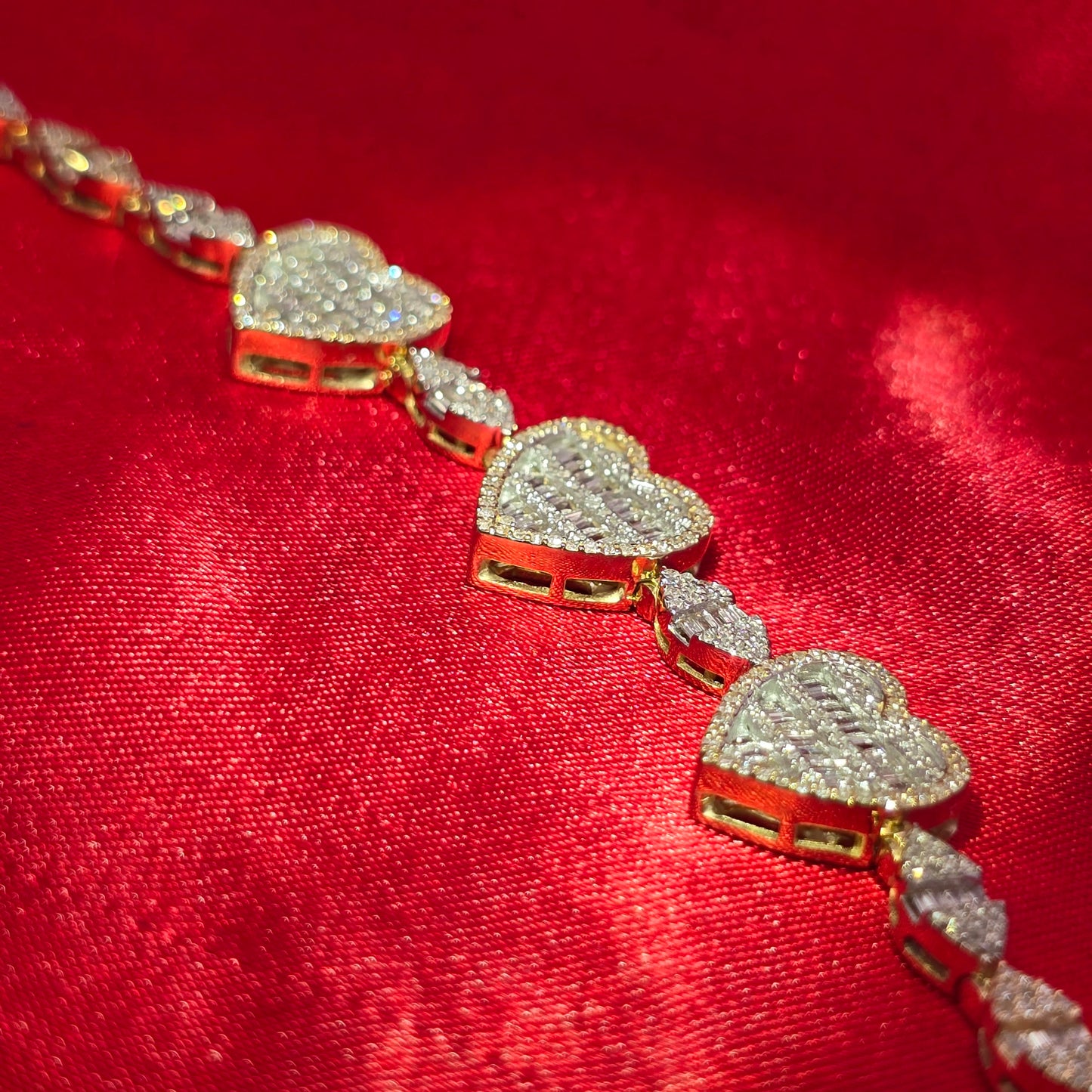 10K Yellow Gold Marquise & Heart Diamond Bracelet 2.05ctw