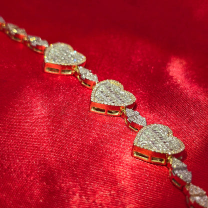 10K Yellow Gold Marquise & Heart Diamond Bracelet 2.05ctw