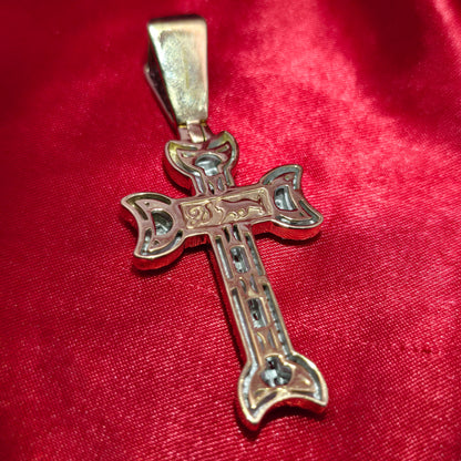 10K Yellow Gold Baguette Diamond Cross Pendant 1.80ctw