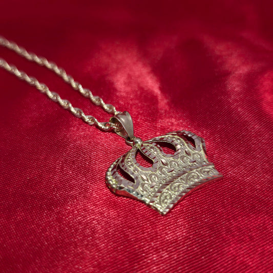 10k Gold Rope Chain & Crown Pendant