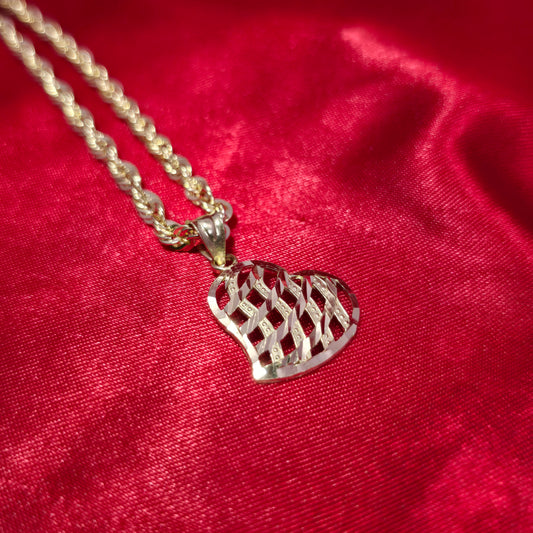 10k Gold Rope Chain & Heart Pendant