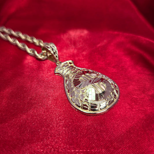 10k Gold Rope Chain & Money Bag Pendant
