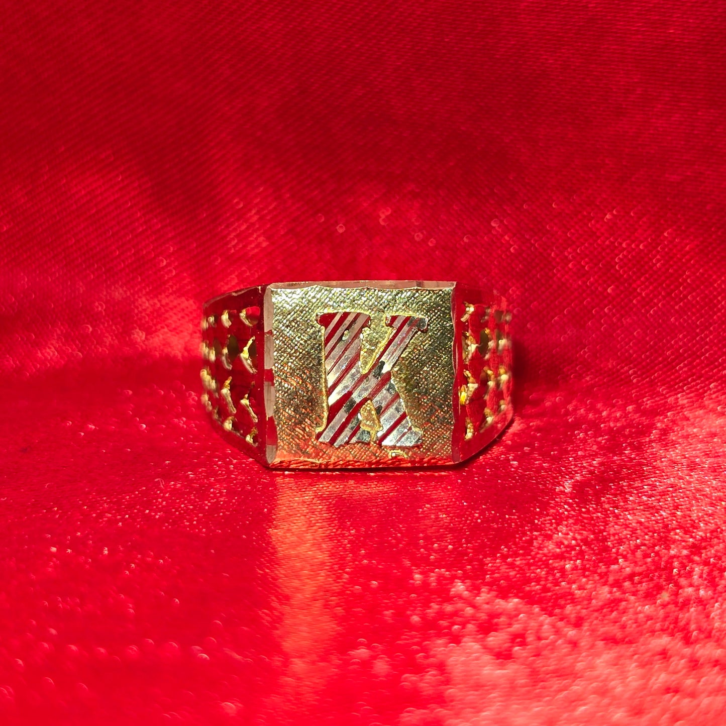 10K Mens Initial "K" Gold Ring