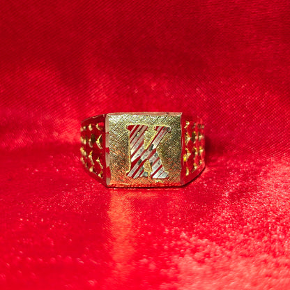 10K Mens Initial "K" Gold Ring