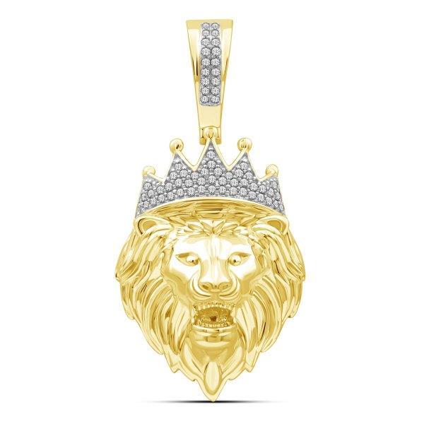 10K 0.15CT D-PENDANT RDS "LION HEAD WITH CROWN"