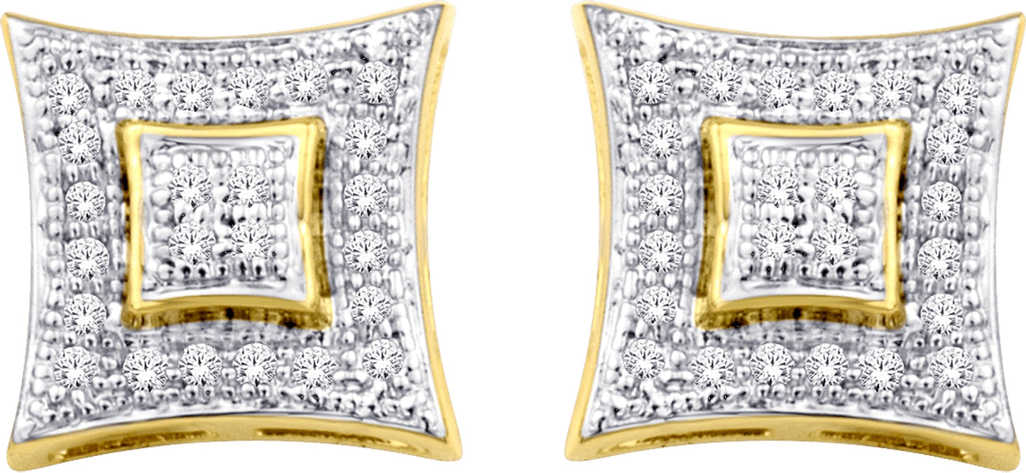 10 Karat White Gold 0.15 Carat Diamonds Square Earrings-0135241-WG