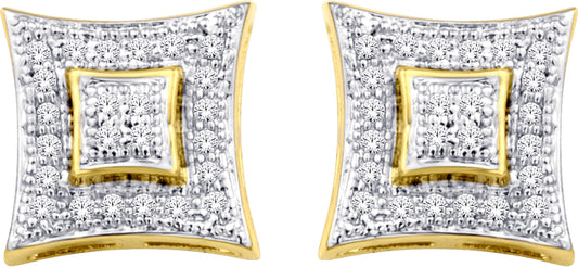 10 Karat White Gold 0.15 Carat Diamonds Square Earrings-0135241-WG