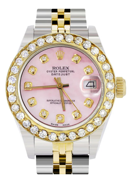 Women's Rolex Datejust 2.00 ctw Diamond Bezel Watch 26mm Pink Dial