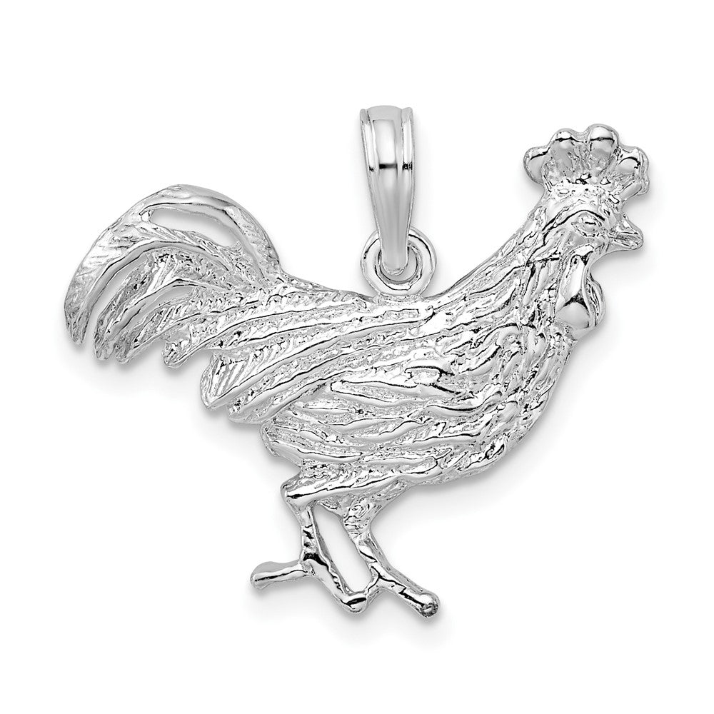 Sterling Silver Rhodium-plated Polished Rooster Pendant