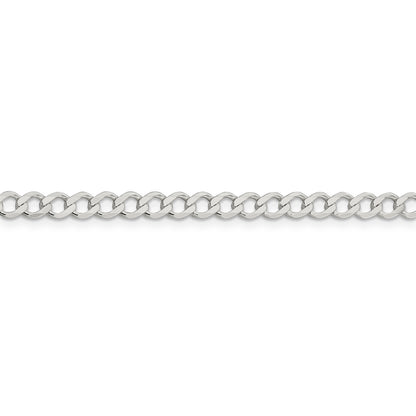 Sterling Silver 4.5mm Semi-solid Flat Curb Chain