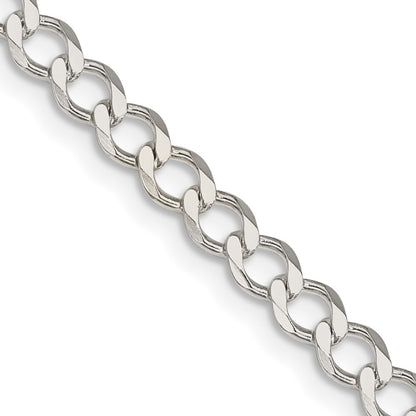 Sterling Silver 4.5mm Semi-solid Flat Curb Chain