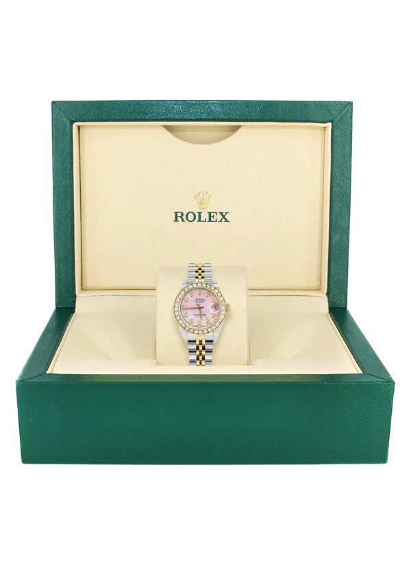 Women's Rolex Datejust 2.00 ctw Diamond Bezel Watch 26mm Pink Dial