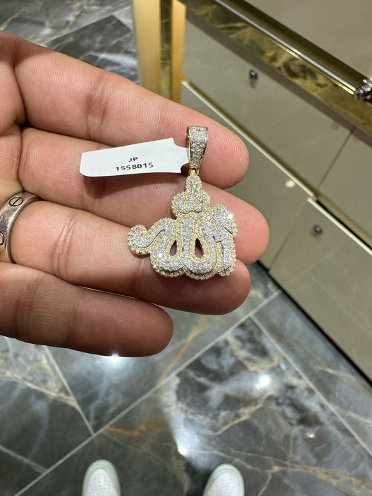 10K Diamond Allah Pendant with Ice chain