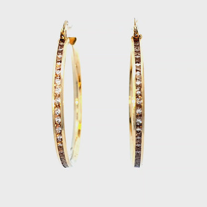 10KT Gold Elegant Hoop Earrings with CZ