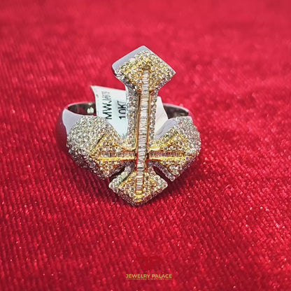 Elegant Gold Cross Ring 1.2 Ct. Diamond 10K White Gold