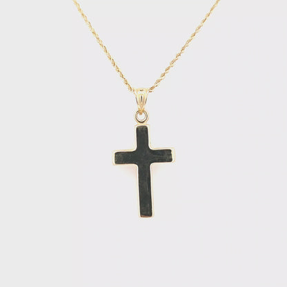 Elegant Cross Pendant with Rope Chain 20" 10K Gold