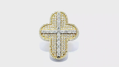 Elegant Cross Ring 10K Yellow Gold with Diamonds