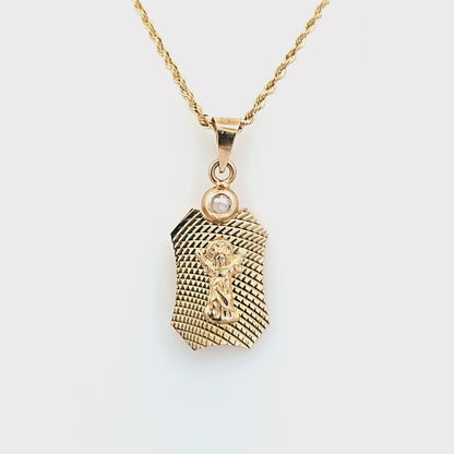 Gold Jesus Pendant with Rope Chain 20" 10K