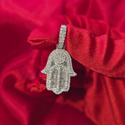 Hamsa Hand Gift Pendant 1.0 Ct. Diamond 10K White Gold