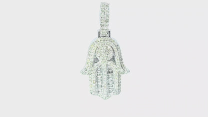 Hamsa Hand Gift Pendant 1.0 Ct. Diamond 10K White Gold