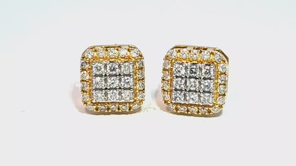 Square Cube Diamond Earrings 0.69 Ct. Diamond 10K Yellow Gold