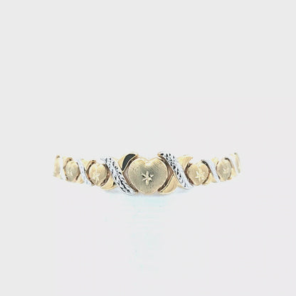 10K Two Tone XO Bracelet with Heart