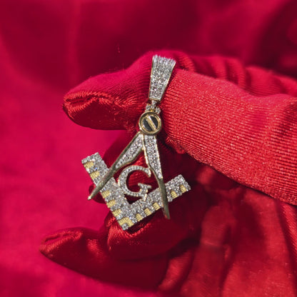 10k Yellow Gold Diamond Masonic Pendant 3/8 ctw