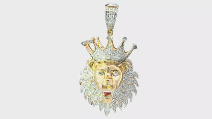 Majestic Lion Pendant 10K Yellow Gold 1.0ctw Diamond