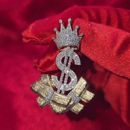 10k Yellow Gold Diamond Money Dollar Sign Pendant 3/4 ctw