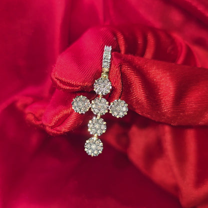 Illusion Set Cross Pendant 0.35 Ct. Diamond 10K Yellow Gold