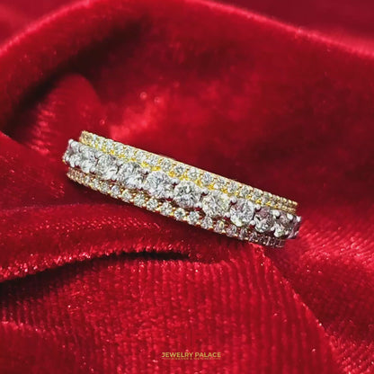 Mens Diamond Band 3 Row 10K Yellow Gold 1.59ctw Diamond