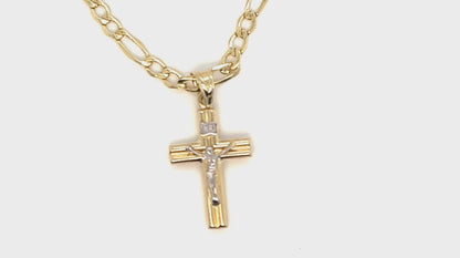 14K fiagro chain 20” and 14k cross