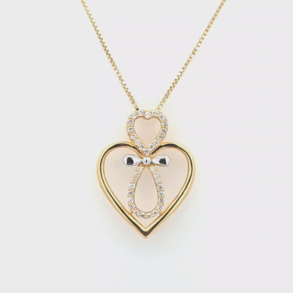 Ladies Heart with Infinity Pendant with 0.27 ctw Diamonds and Box Chain 10K Gold