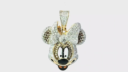 Fashion Minnie Mouse 10K Tri Color 0.91ctw Diamond Pendant